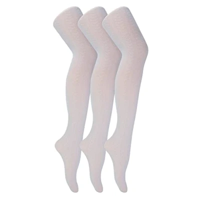 Image of Sock Snob 3 Pairs Womens Glitter Tights Pretty Sparkle Pantyhose in Gold or Silver Footed Shiny Stocking (One Size, White/Silver Chevron)