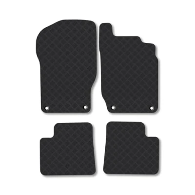 Image of Rubber Car Mats Compatible with Mercedes ML (2005 2012) [W164] Tailored Fit Floor Set Accessory Black Custom 4 Pieces Clips Anti Slip Backing, Heavy Duty &amp; Waterproof