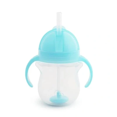 Image of Munchkin Click Lock Tip &amp; Sip Straw Cup Baby Toddler Sippy Cups with BPA Free Leakproof Dishwasher Safe Weighted Bottles 7oz/207ml Blue