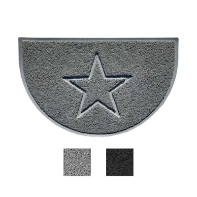 Image of Nicoman Star Motif Embossed Shape Entrance Door Mat Dirt Trapper Washable Barrier Doormat Watertight Indoor or Outdoor (Half Moon, Grey, 70 x 44cm)