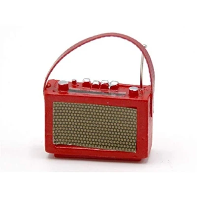 Image of Dolls House 1960&#039;s Red Transistor Radio Miniature 1:12 Scale Accessory