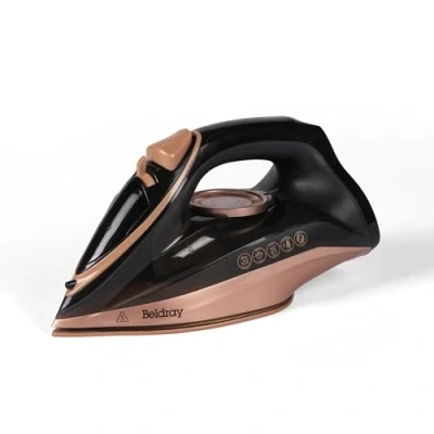 Image of Beldray BEL01609RGF 2 in 1 Cordless Steam Iron Use Corded or Cordless, 360 LED Charging Base, Ceramic Soleplate, Anti Calc Function, 140g/min Shot, 230ml Water Tank, 2600 W, Rose Gold