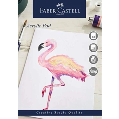 Image of Faber Castell Creative Studio Acrylic Paint Pad, A3, Acid Free Gummed Paper, 240 GSM, 15 Sheets For Painting, Arts, Craft, Home And School
