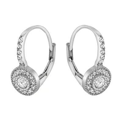 Image of Tuscany Silver Women&#039;s Sterling Rhodium Plated Cubic Zirconia Lever Back Earrings