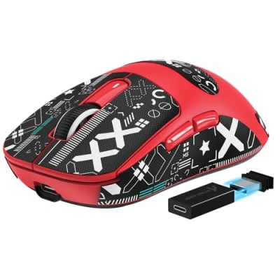 Image of VGN GAMEPOWER x ATTACK SHARK X3PRO SUPERLIGHT Wireless Gaming Mouse, 4K/8K Polling Rate, 26000 DPI, 59g Ultralight Mice PixArt PAW3395 Sensor, 2.4G/Wired/Bluetooth, Grip Tape, 200Hrs Battery, Red