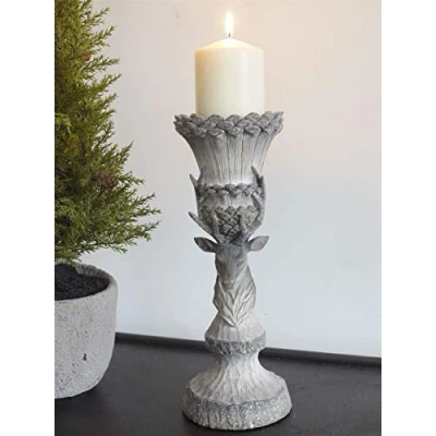 Image of Black Country Metal Works Wood Effect Stag Candle Holder Small