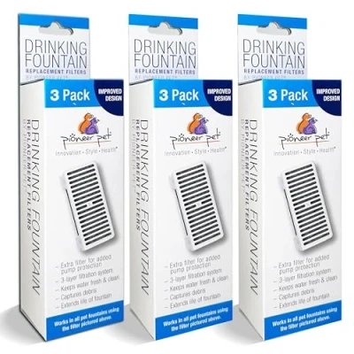 Image of Pioneer Pet 3 Pack of T Shaped Filter for Swan Food+Water Station and Serene Preminum Drinking Fountain (9 Filters)