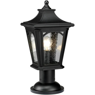 Image of Bedford 1 Light Medium Pedestal Lantern Mystic Black Finish, E27