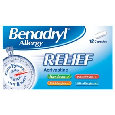 Image of Benadryl Allergy Relief 12 Capsules Pack of 6