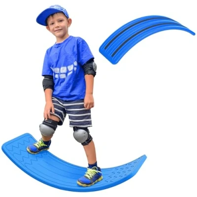 Image of ZONEKIZ Balance Board Kids Wobble Board, Stepping Stone, Montessori Toy for Children, Nursery Toy, Ages 3 6 Years, 82 x 27.5 19.5cm Dark Blue