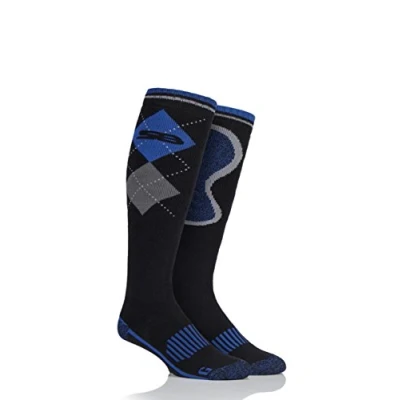 Image of 1 Pair Black with BlueGuard Long Cotton Country Socks Men&#039;s 6 11 Mens Storm Bloc