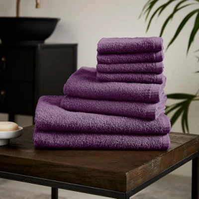 Image of Catherine Lansfield Quick Dry Cotton 8 Piece Towel Set Plum
