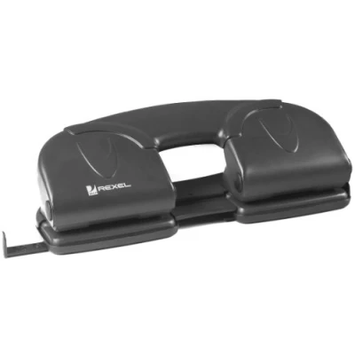 Image of Rexel V412 4 Hole Punch, 12 Sheet Capacity, Adjustable Guide Bar, Metal, Black, 8309