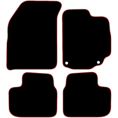 Image of Carsio Carpet Car Mats For Suzuki SX4 2006 to 2014 4 Piece Set Tailored Fit Floor Mat Complete Accessory Black Custom Fitted All Weather, Anti Slip Backing &amp; Red Trim