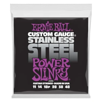 Image of Ernie Ball Power Slinky Stainless Steel Wound Electric Guitar Strings 11 48 Gauge