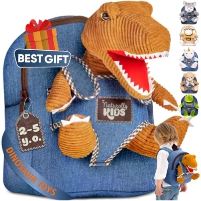 Image of Naturally KIDS Dinosaur Backpack, Toys for Boys, Toddler 3 Year Old Boy Gifts