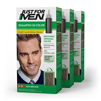 Image of Just for Men Shampoo In Hair Color, Ash Brown 20, 1 application, (Pack of 3)