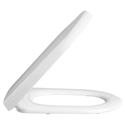 Image of Ceramica Soft Close Square Edge White Toilet Seat Bathroom Top Fix Stainless Steel Hinges