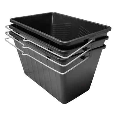 Image of 15 Litre Paint Scuttle Large Decorators Roller Bucket with Metal Handle for Decorating Paints &amp; Paste 15L, Black (Pack of 3)