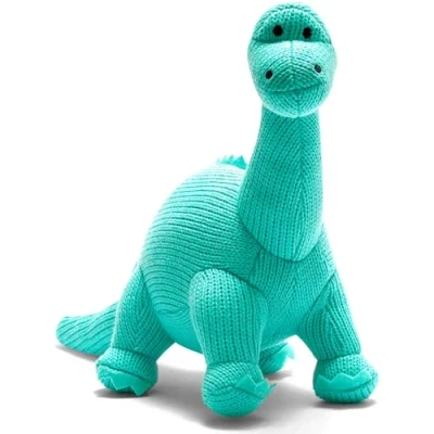 Image of best years original by design Knitted Ice Blue Diplodocus Dinosaur Soft Toy