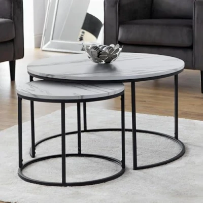 Image of Julian Bowen Bellini Round Nest of Tables, White Marble