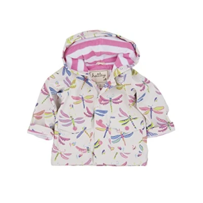 Image of Hatley Baby Girls Infant Dragonflies Raincoat, White, 18 24 Months