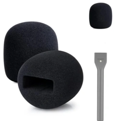Image of Saidbuds Microphone Foam Windscreens Sponge Covers for DJI Mic 2, Rode Wireless GO II, (Black)