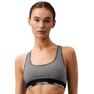 Image of Calvin Klein Unlined Bralette Women&#039;s, Multi (Hairline Stripe/Black), M