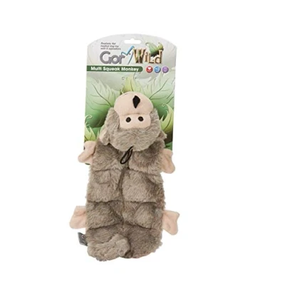 Image of Gor Pets Soft Dog Toy Plush Wild Multi Squeak Monkey