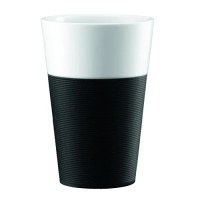 Image of Bistro 11583 01 2 Piece Mug With Silicone Sleeve 0.6L Black/white