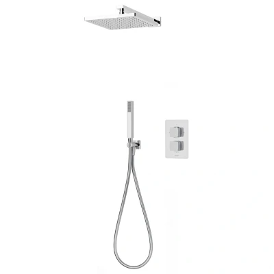Image of Aqualisa Dream Thermostatic Mixer Shower Concealed with Handset &amp; Wall Fixed Head Square
