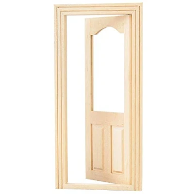 Image of 1:12 Dollhouse Accessory, Mini DIY Wooden Door Toy Miniature Simulation Furniture Set Doll House Decor Parts Educational Model for Baby Boy Girl Dollhouses