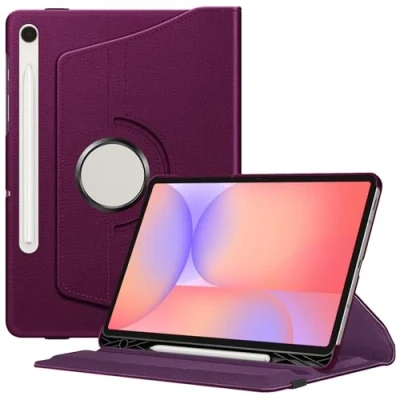 Image of Fintie Case for Samsung Galaxy Tab S9 FE 10.9 inch/S9 11 Inch 2023 Tablet with S Pen Holder Protective Cover 360 Degree Rotating Stand and Auto Sleep/Wake Function, Purple