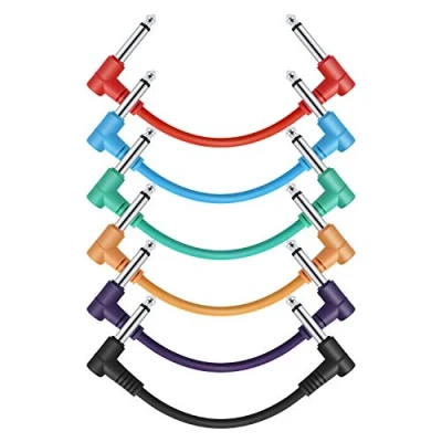 Image of Donner 6 Inch Guitar Patch Colored Cable Pack, TS 1/4&quot; right angle to