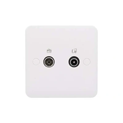 Image of Schneider Electric Lisse White Moulded Double TV/FM Aerial Socket, GGBL7020S,
