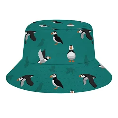 Image of Atlantic Puffin Unisex Bucket Hats Summer Fisherman Cap Cute Sun Hat for Travel Beach