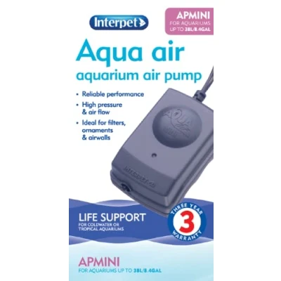 Image of Interpet Aqua Air Oxygen Pump for Aquarium Fish Tank Aeration, Quiet, Powerful, AP Mini XS Aquariums and Goldfish Bowls