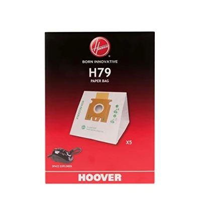 Image of Hoover H79 Vacuum Cleaner Bags, Original, Paper, Anti Odour, Extra Filtering, Compatible with Space Explorer Cylinder Cleaner, 5 Pieces