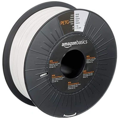 Image of Amazon Basics PETG 3D Printer Filament, 1.75mm, White, 1 kg Spool