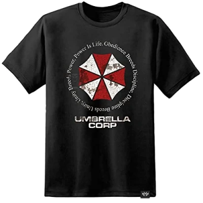 Image of DPX 1 Resident Evil Umbrella Corporation Obedience Distressed T Shirt (S 3XL) Capcom (Medium) Black