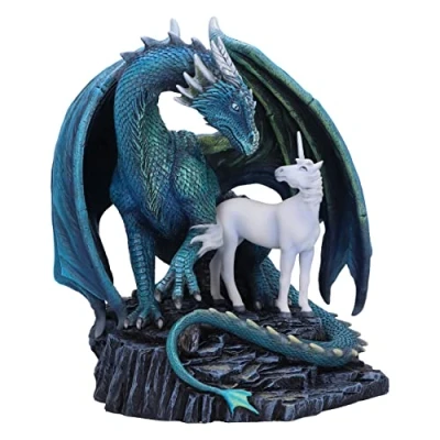 Image of Nemesis Now Protector of Magick 17cm, Resin, Lisa Parker Figurine, Unicorn and Dragon Ornament, Exclusive Fantasy Artwork, Cast in the Finest Hand Painted