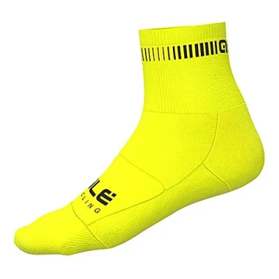 Image of Alé Cycling Logo Q Skin 12cm Socks, Fluo Yellow/Black, Medium (EU 40 43)