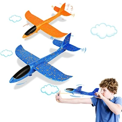 Image of VCOSTORE Glider Planes for Kids 2 Pieces Foam Plane Toy Large Throwing Stunt Polystyrene and Adults
