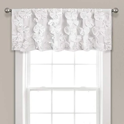 Image of Lush Decor Riley Window Curtain (Single Panel), Polyester, White, 54&quot; W x 18&quot; L (Pack of 1)
