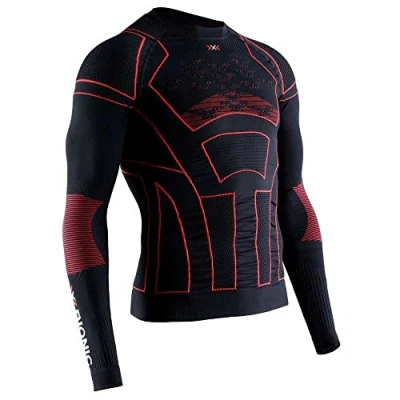 Image of X BIONIC Men Moto Energizer 4.0 Long Sleeve Shirt Opal Black/Signal Red, Medium