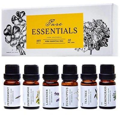 Image of Essential Oils by Pure Essentials 100% Therapeutic Grade Top 6 Aromatherapy Gift Set Pack, 10ML(Eucalyptus, Lavender, Lemon Grass, Orange, Peppermint, Tea Tree)