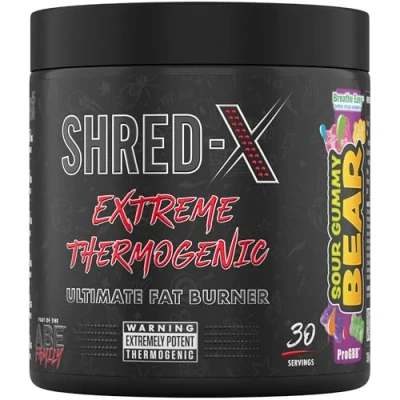 Image of Applied Nutrition Shred X Fat Burner ABE All Blak Everything Burner, Thermo Weight Management (300g 30 Servings) (Sour Gummy Bear)