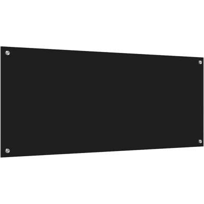Image of vidaXL Kitchen Backsplash Black Rectangle Tempered Glass, 120 x 50 cm, Heat Resistant and Durable Splashback