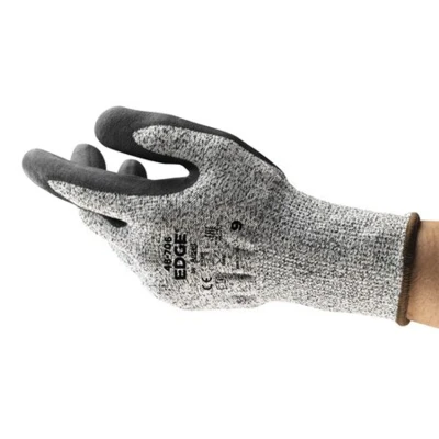 Image of Ansell EDGE 48 706 Work Gloves for Men and Women High Cut resistance Industrial, Home Improvement DIY Jobs, Grey/Black, Size 10 (12 Pairs)