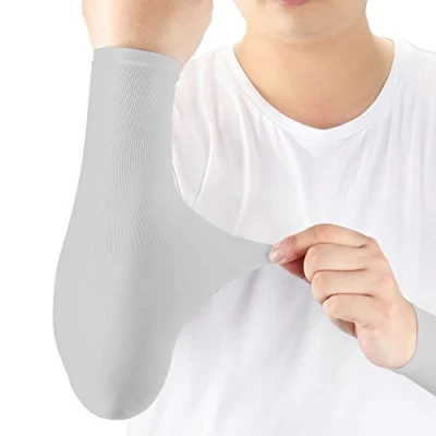 Image of Arm Sleeves UV Protection,Arm Warmers Support Stretchy Anti slip,Compression to Cover Arms Womens Mens Youth for Covering Tattoo Basketball Running Cycling Gardening Outdoor (Grey,1 Pair)